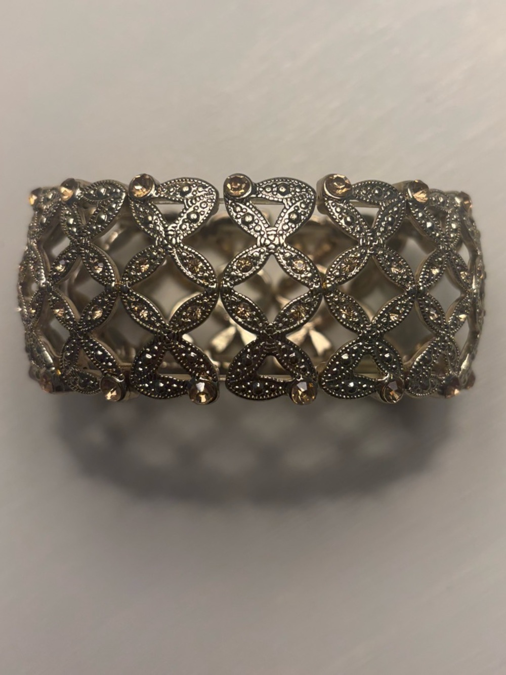 Vintage Gold Bracelet With Gemstones Stretch